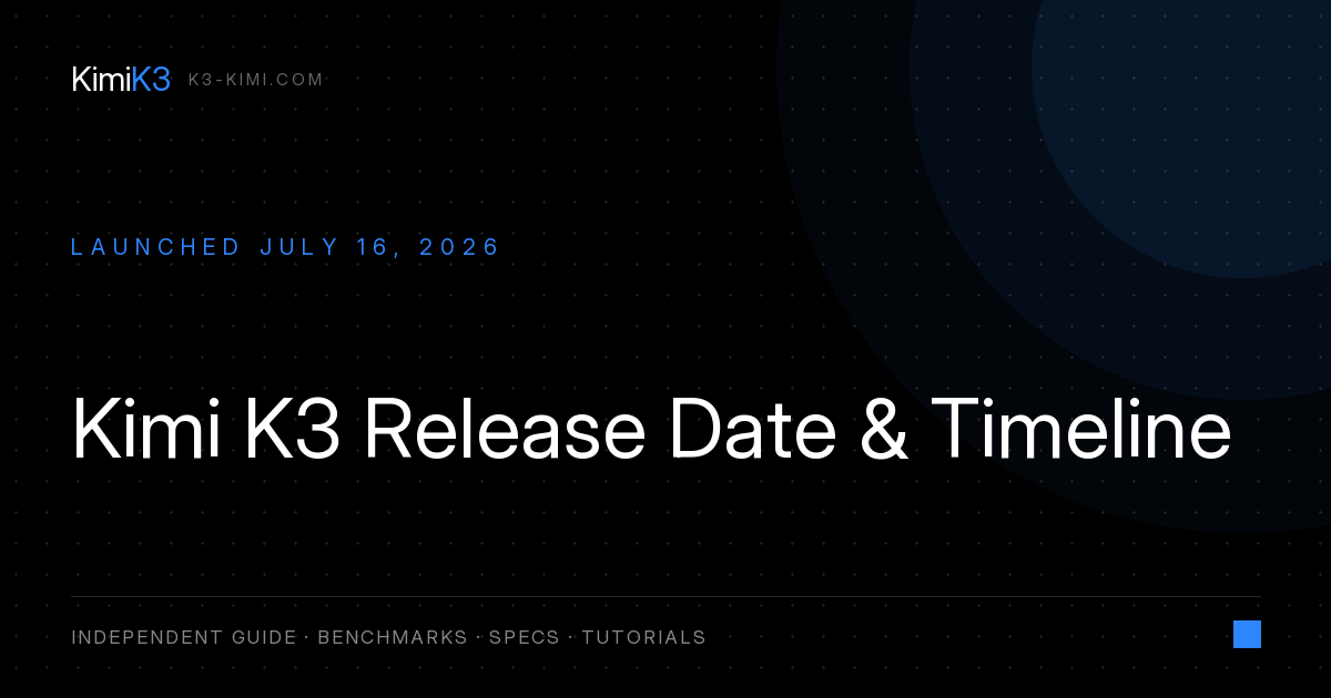 Kimi K3 Release Date: Launched July 16, 2026