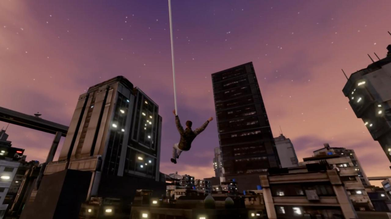 Cyberpunk web-swinging game — generated by Kimi K3